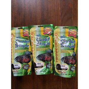 3 pk Cichlid Floating Pet Food Pellets 8.8oz Growth Formula Black Color Lot Mini